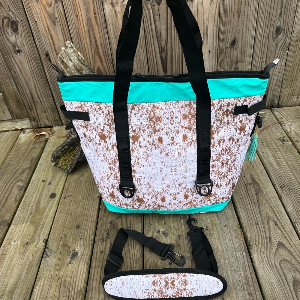 🐮NEW COW PRINT INSULATED COOLER/ THERMAL LUNCH PICNIC BEACH BAG TOTE🐮 - Picture 3 of 11